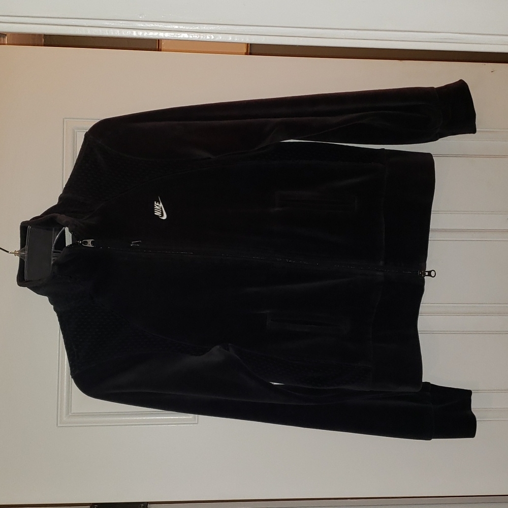Nike Track Jacket Gray Velour Velvet Long Sleeve Full Zip Ladies Sz S (4-6)